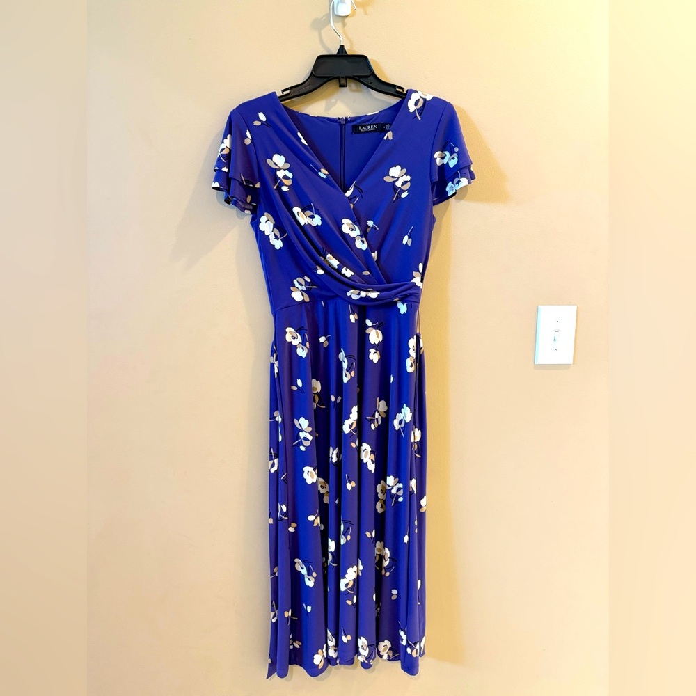 Ralph Lauren Purple Floral Midi Dress